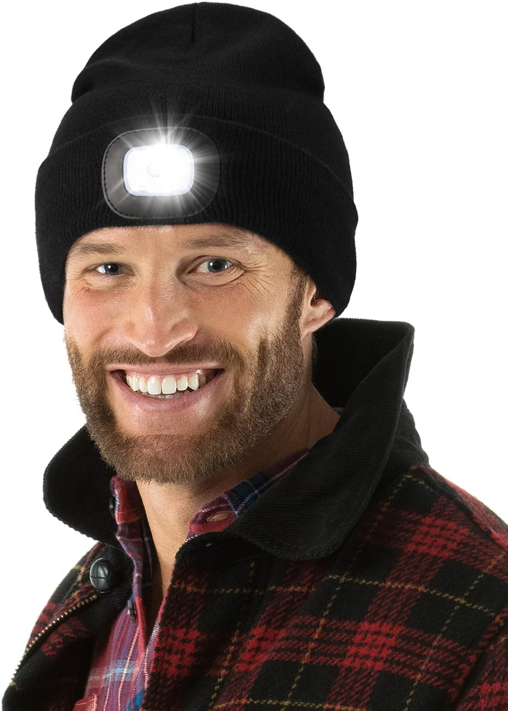 Unisex Hat with Light, USB Rechargeable Hands Free Headlamp LED Beanie, Winter Gifts for Men Dad Father Husband Him