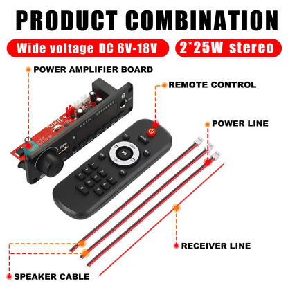 NEW 200W Amplifier Bluetooth DIY MP3 WAV Decoder Board DC 12V 100W Wireless Car USB MP3 Player TF Card Slot USB FM with Mic