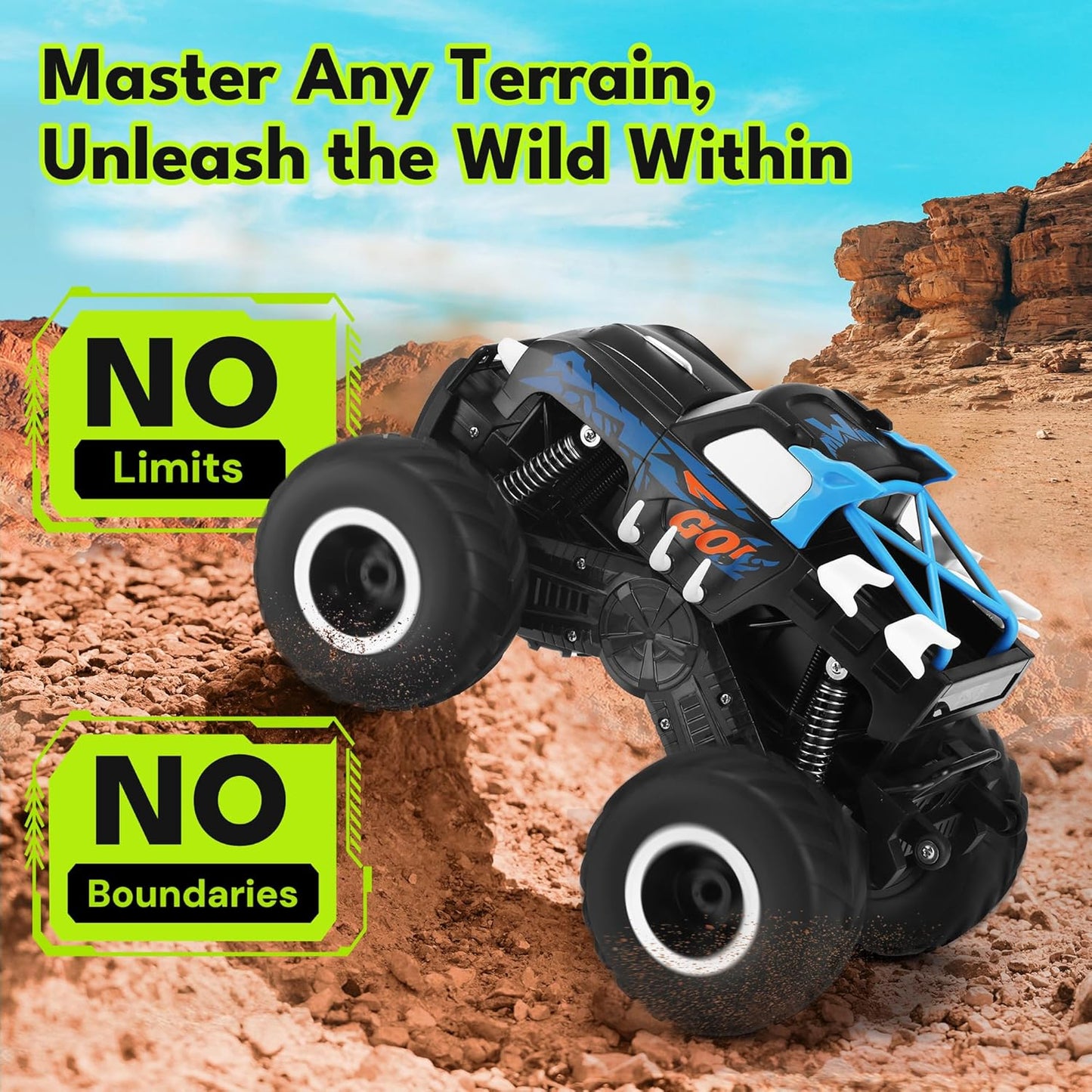 1:16 Waterproof Monster Truck Toys RC Cars Amphibious Remote Control Car Trucks 4WD All Terrain Off-Road Pickup Toy for 6 7 8 9 10 11 12 Year Old Boys Girls Kids Gifts Presents