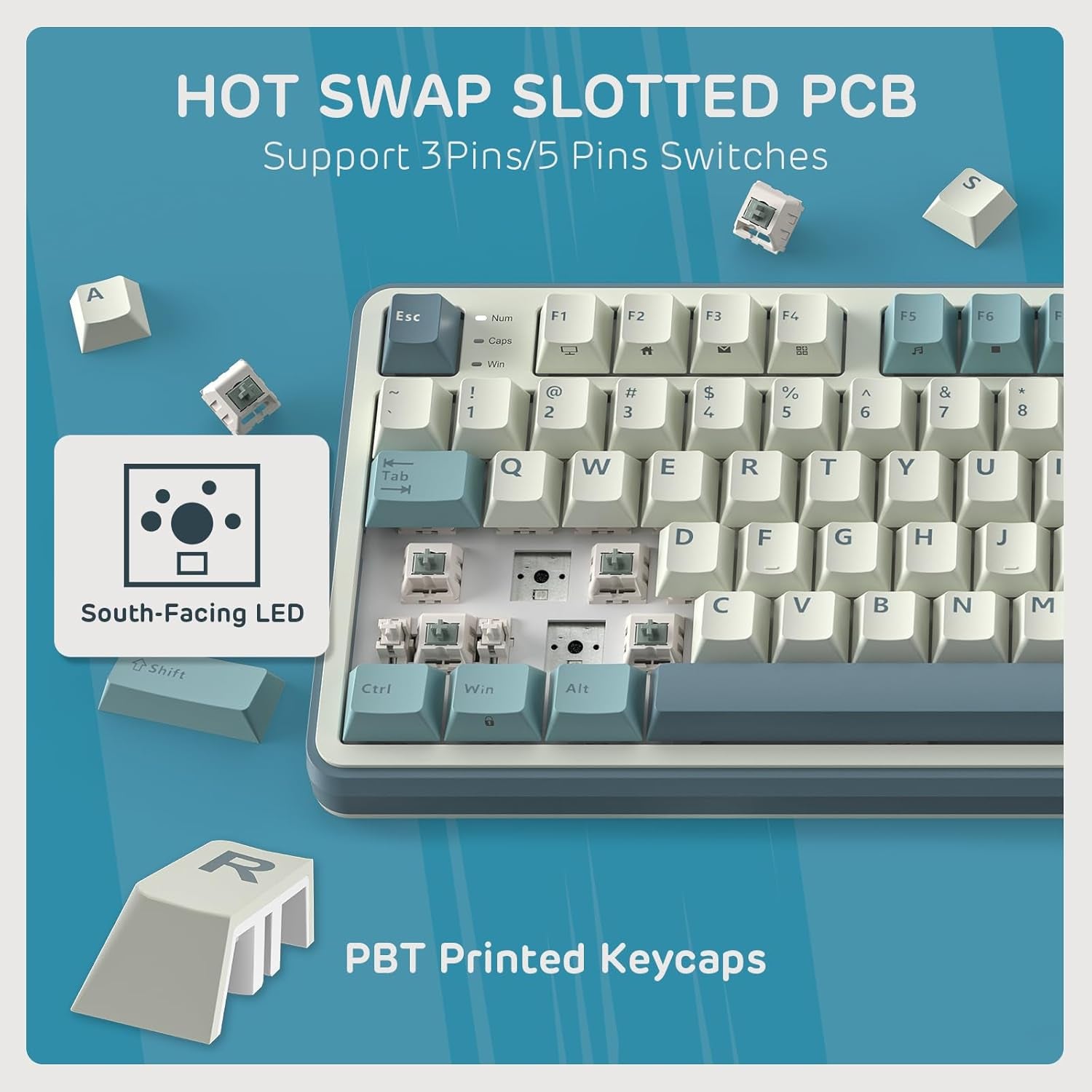 S98 Mechanical Keyboard W/Smart Display & Knob, Top Mount 96% Wireless Mechanical Keyboard BT/2.4G/USB-C, Hot Swappable, Software Support, Creamy Sounding, 98 Keys