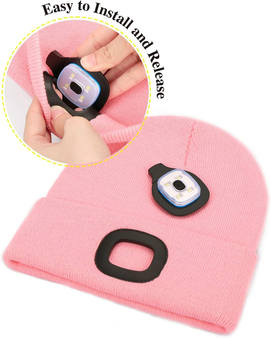 Unisex Hat with Light, USB Rechargeable Hands Free Headlamp LED Beanie, Winter Gifts for Men Dad Father Husband Him