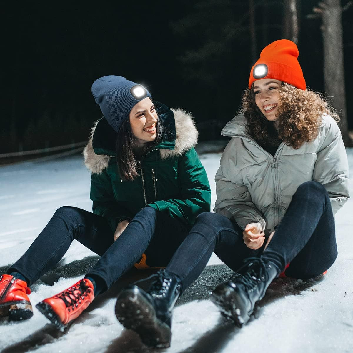 LED Beanie with the Light, Unisex USB Rechargeable Headlamp Winter Knitted Cap Gifts for Men Dad Husband Him