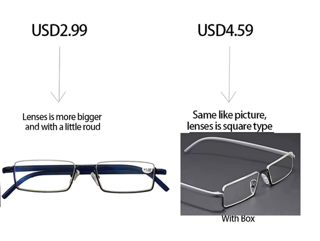 Metal Anti-Blue Light Reading Glasses Men Half Frame Prescription Eyeglasses Male TR90 Eyewear with Case Óculos +1.75