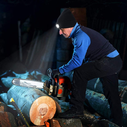 LED Beanie with the Light, Unisex USB Rechargeable Headlamp Winter Knitted Cap Gifts for Men Dad Husband Him