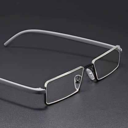 Metal Anti-Blue Light Reading Glasses Men Half Frame Prescription Eyeglasses Male TR90 Eyewear with Case Óculos +1.75