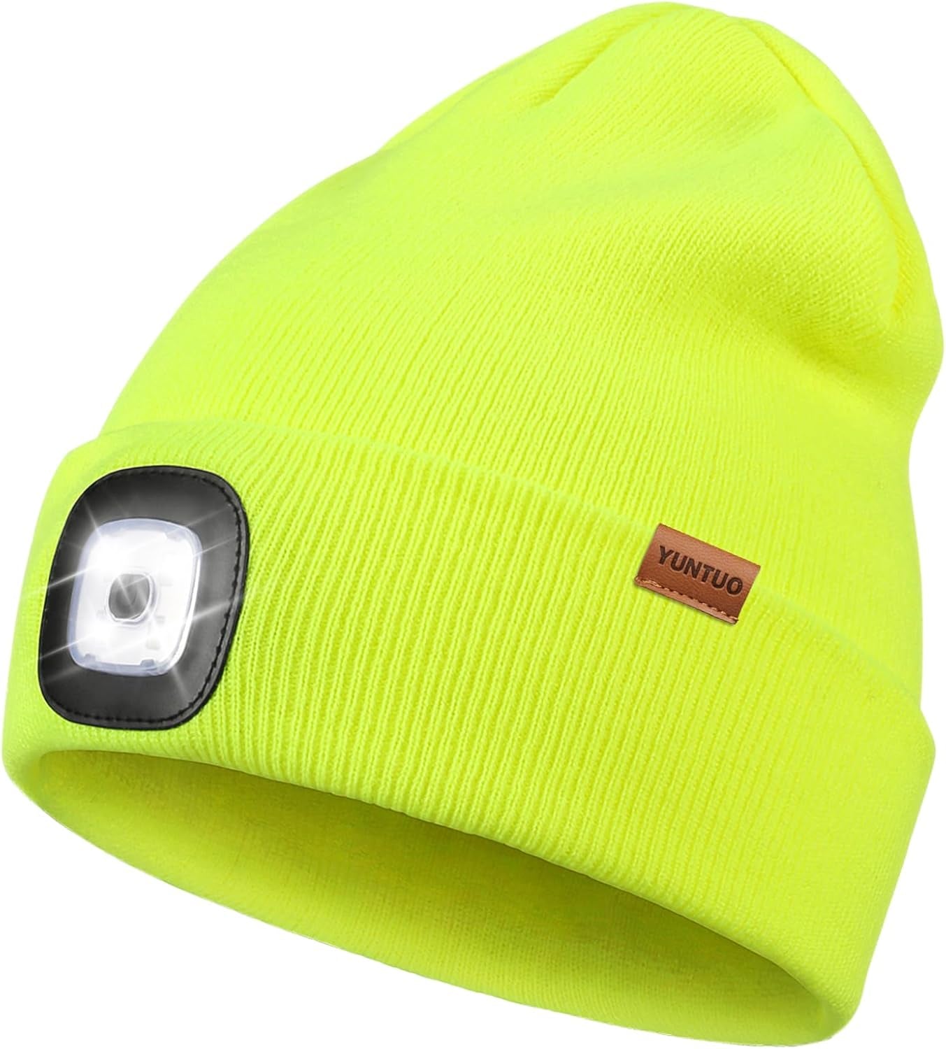 LED Beanie with the Light, Unisex USB Rechargeable Headlamp Winter Knitted Cap Gifts for Men Dad Husband Him