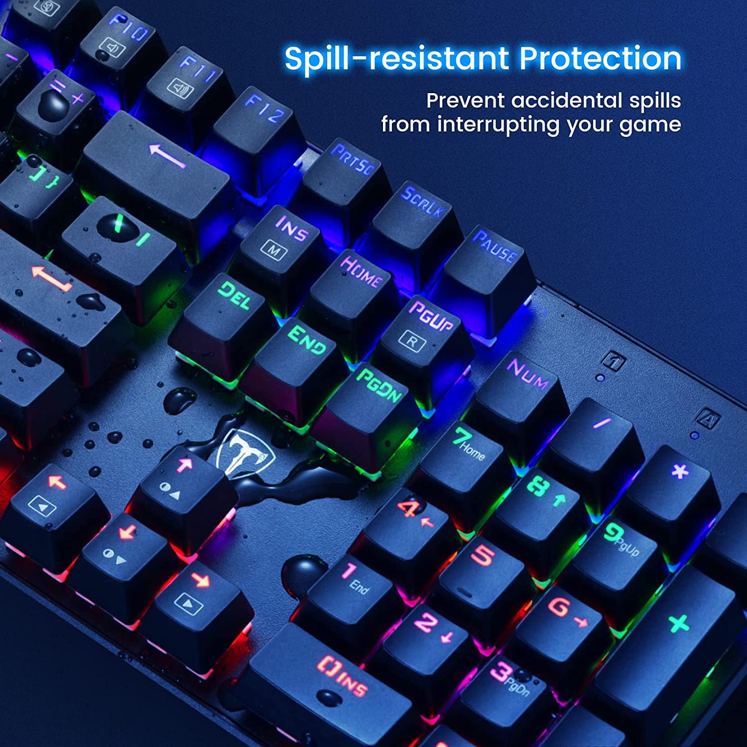 Mechanical Gaming Keyboard, RGB 104 Keys Ultra-Slim LED Backlit USB Wired Keyboard with Blue Switch, Durable Abs Keycaps/Anti-Ghosting/Spill-Resistant Computer Keyboard for PC Mac Xbox Gamer