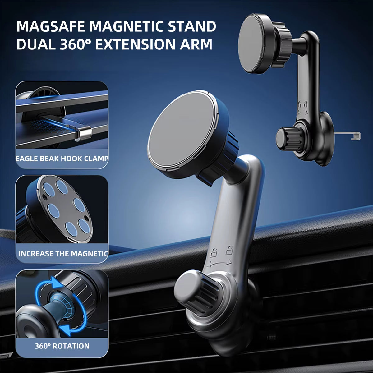Magnetic Car Phone Holder for 4.7-7 Inch Support Mobile Phone Car Air Vent Mount Universal Shockproof GPS Clip Smartphone Stand