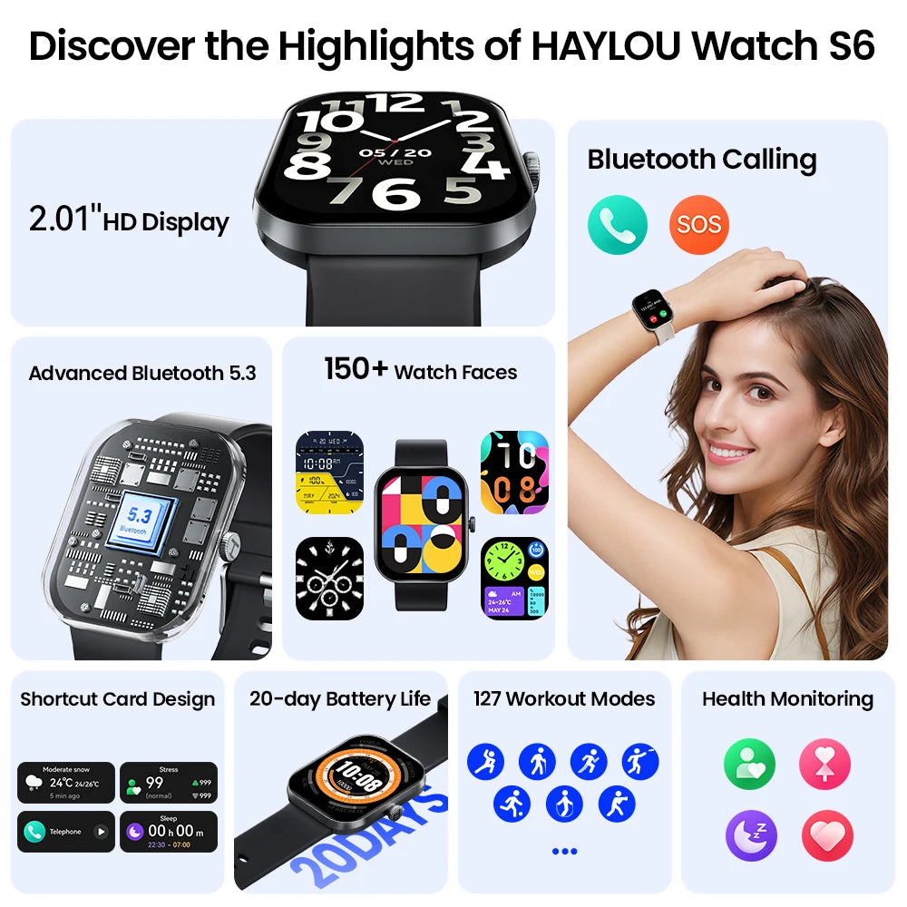 Watch S6 Voice Calling Smart Watch Men Health Monitoring IP68 Waterproof Smart Notifications Voice Assistant Smartwatch