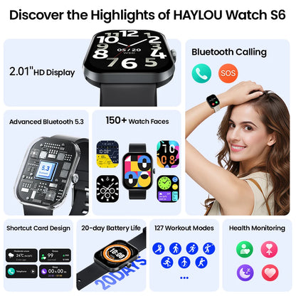 Watch S6 Voice Calling Smart Watch Men Health Monitoring IP68 Waterproof Smart Notifications Voice Assistant Smartwatch