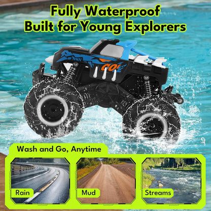 1:16 Waterproof Monster Truck Toys RC Cars Amphibious Remote Control Car Trucks 4WD All Terrain Off-Road Pickup Toy for 6 7 8 9 10 11 12 Year Old Boys Girls Kids Gifts Presents