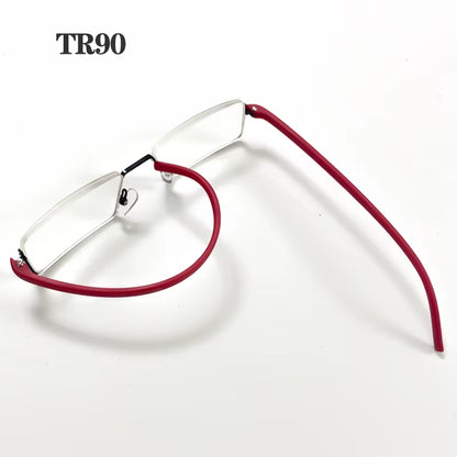 Metal Anti-Blue Light Reading Glasses Men Half Frame Prescription Eyeglasses Male TR90 Eyewear with Case Óculos +1.75