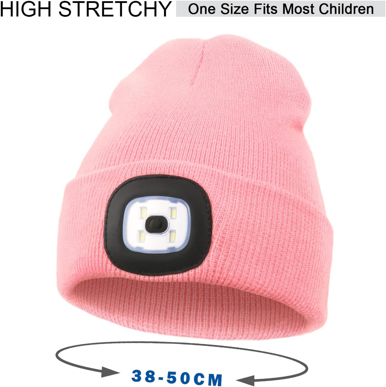 LED Beanie for Kids, Unisex Rechargeable Headlamp Hat Winter Night Lighted Cap, Gifts for Kids Boys Girls