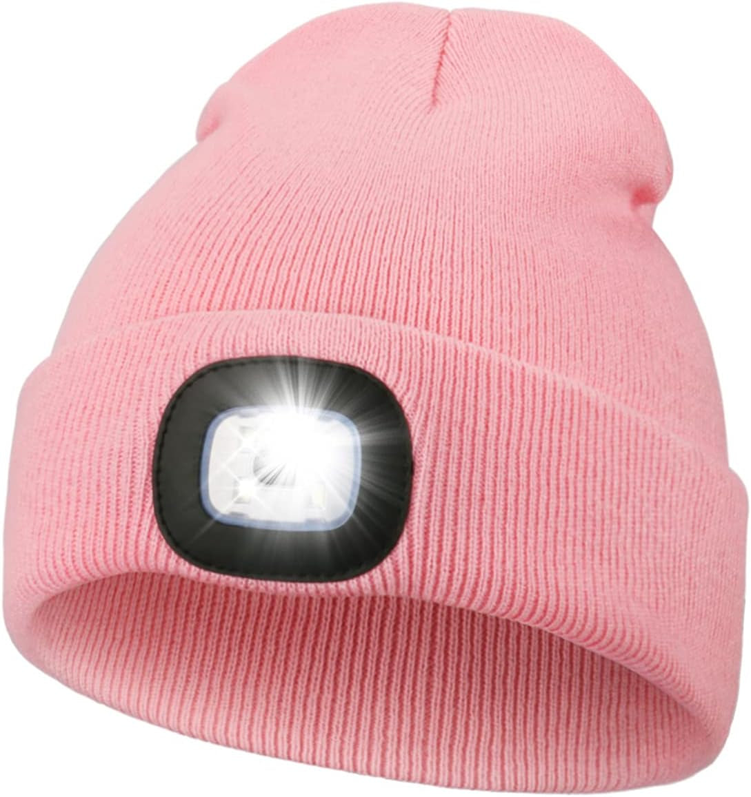 Unisex Hat with Light, USB Rechargeable Hands Free Headlamp LED Beanie, Winter Gifts for Men Dad Father Husband Him
