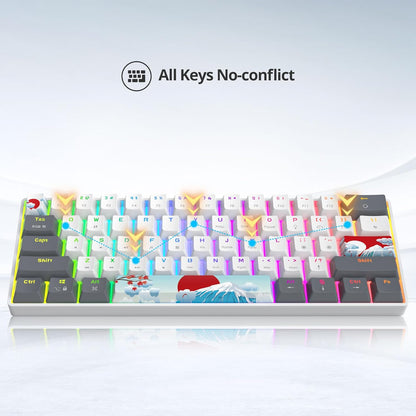 60% Percent Mechanical Keyboard RGB Gaming Keyboard 60 Percent, Ultra-Compact 61Keys Mini Wired Keyboard with Red Switch for Win/Mac PC Gamer(Whitegrey, Red Switch)