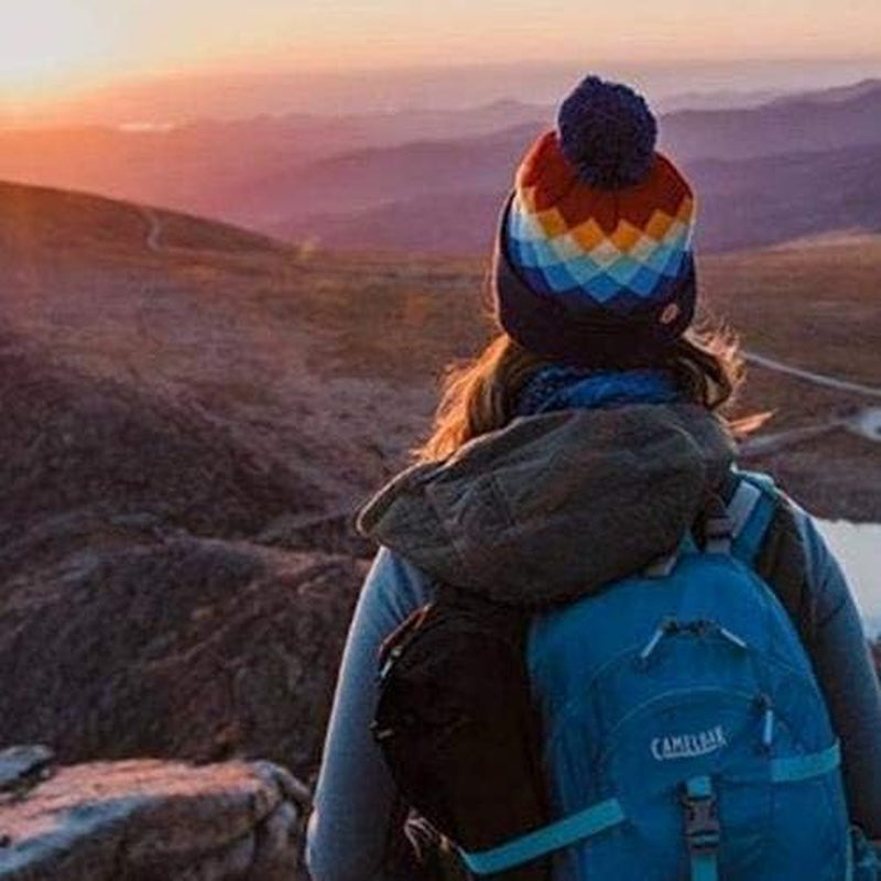 Argyle Colorado Pom Pom Beanie - Mountain Winter Hats for Men or Women, Rainbow Warm Stocking Stuffers Ski Caps