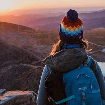 Argyle Colorado Pom Pom Beanie - Mountain Winter Hats for Men or Women, Rainbow Warm Stocking Stuffers Ski Caps