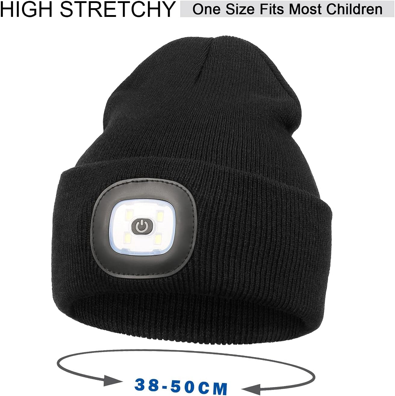 LED Beanie for Kids, Unisex Rechargeable Headlamp Hat Winter Night Lighted Cap, Gifts for Kids Boys Girls