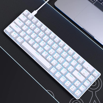 T68SE 60% Gaming Mechanical Keyboard,Ultra Compact Mini 68 Key with Blue Switches Wired Keyboard,Anti-Ghosting Keys, for Windows Laptops and PC Gamers,White