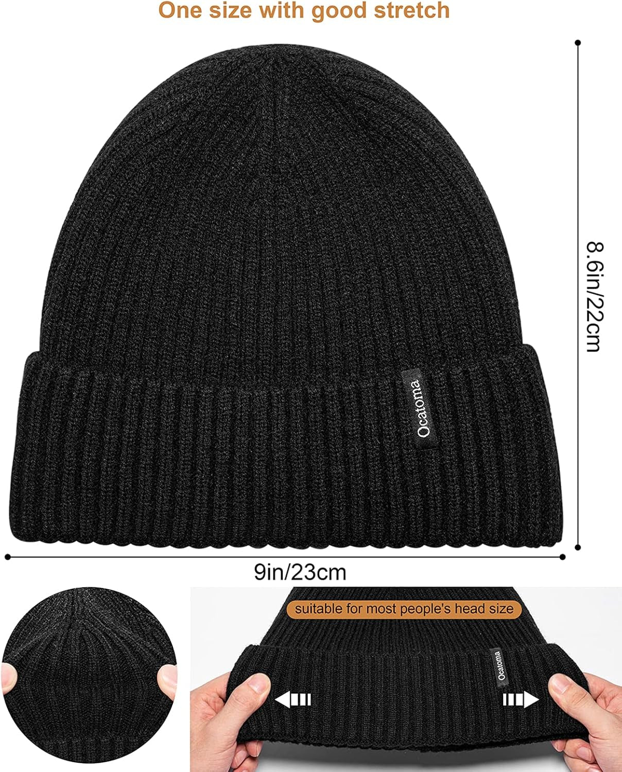 Beanie for Men Women Warm Winter Knit Cuffed Beanie Soft Warm Ski Hats Unisex