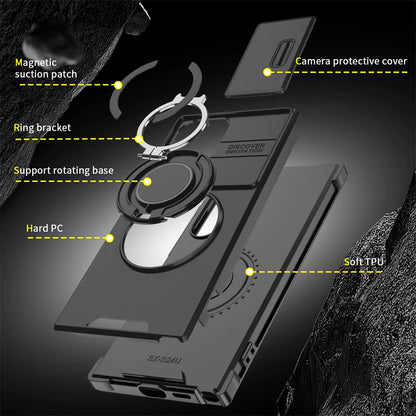 Slide Camera Protection Magnetic Stand Phone Case for Samsung S25 Edge S24 S23 plus S21 S22 Ultra FE A54 A15 A14 A05 A05S Cover