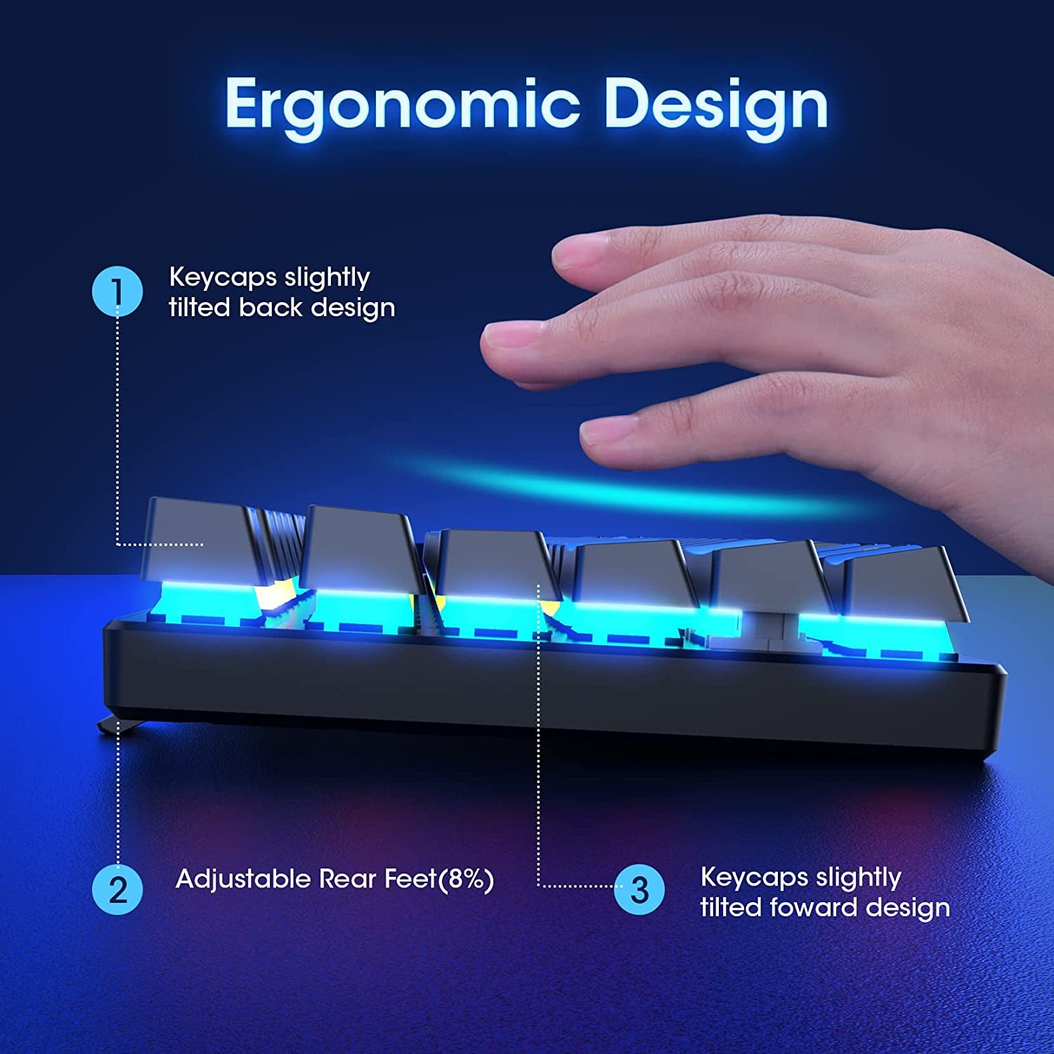 Mechanical Gaming Keyboard, RGB 104 Keys Ultra-Slim LED Backlit USB Wired Keyboard with Blue Switch, Durable Abs Keycaps/Anti-Ghosting/Spill-Resistant Computer Keyboard for PC Mac Xbox Gamer