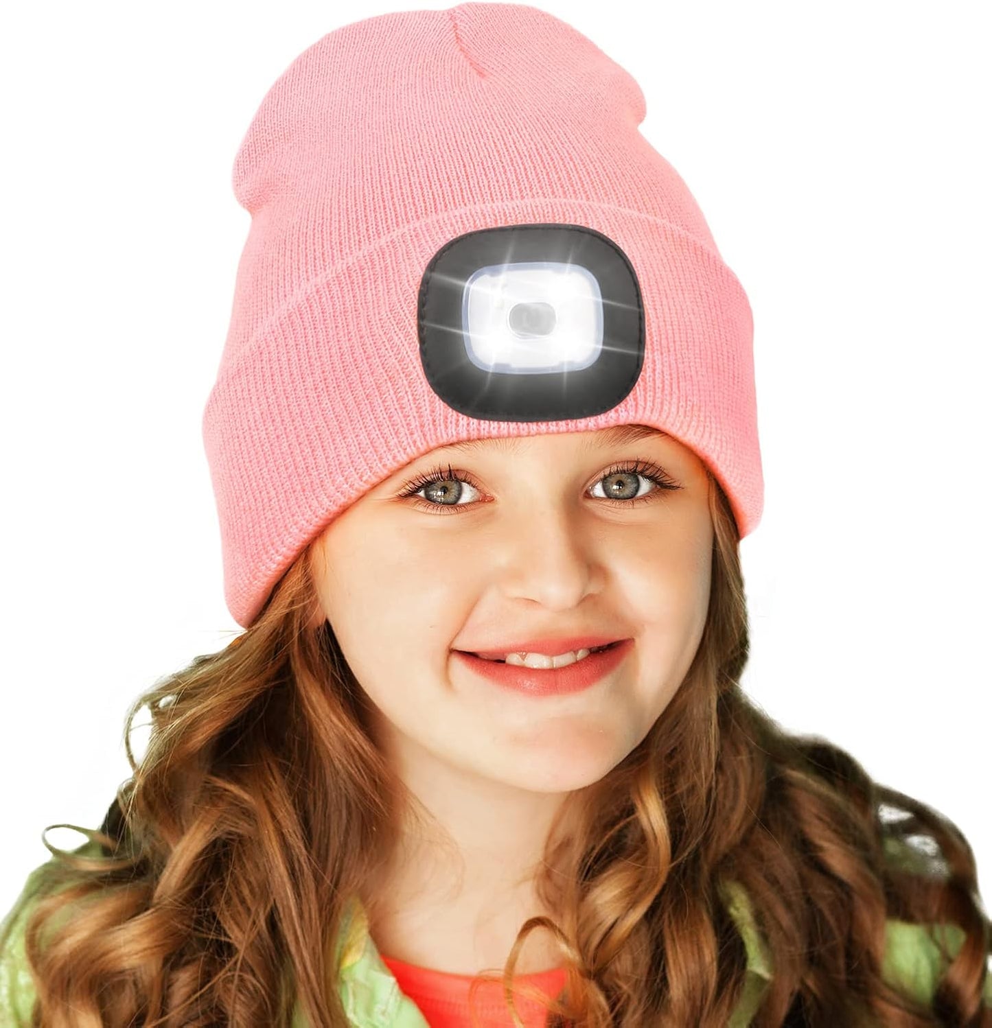 LED Beanie for Kids, Unisex Rechargeable Headlamp Hat Winter Night Lighted Cap, Gifts for Kids Boys Girls