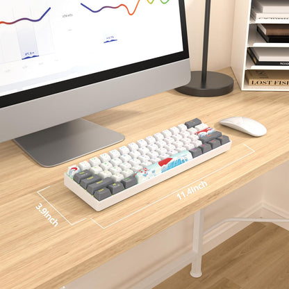 60% Percent Mechanical Keyboard RGB Gaming Keyboard 60 Percent, Ultra-Compact 61Keys Mini Wired Keyboard with Red Switch for Win/Mac PC Gamer(Whitegrey, Red Switch)