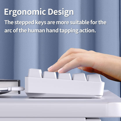 TMKB T68SE 60% Mechanical Gaming Keyboard – Ultra-Compact 68 Keys Wired Keyboard with Blue Switches, LED Backlit, Dedicated Arrow & Control Keys – White – for Windows Pc/Laptop/Gamers/Typists