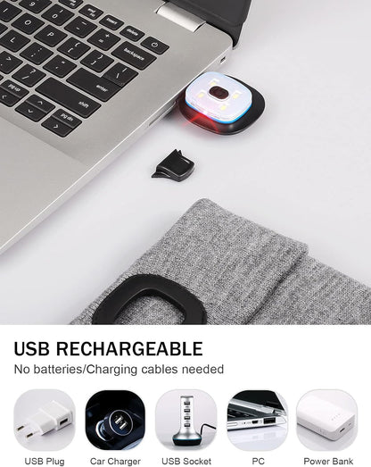 LED Beanie with the Light, Unisex USB Rechargeable Headlamp Winter Knitted Cap Gifts for Men Dad Husband Him