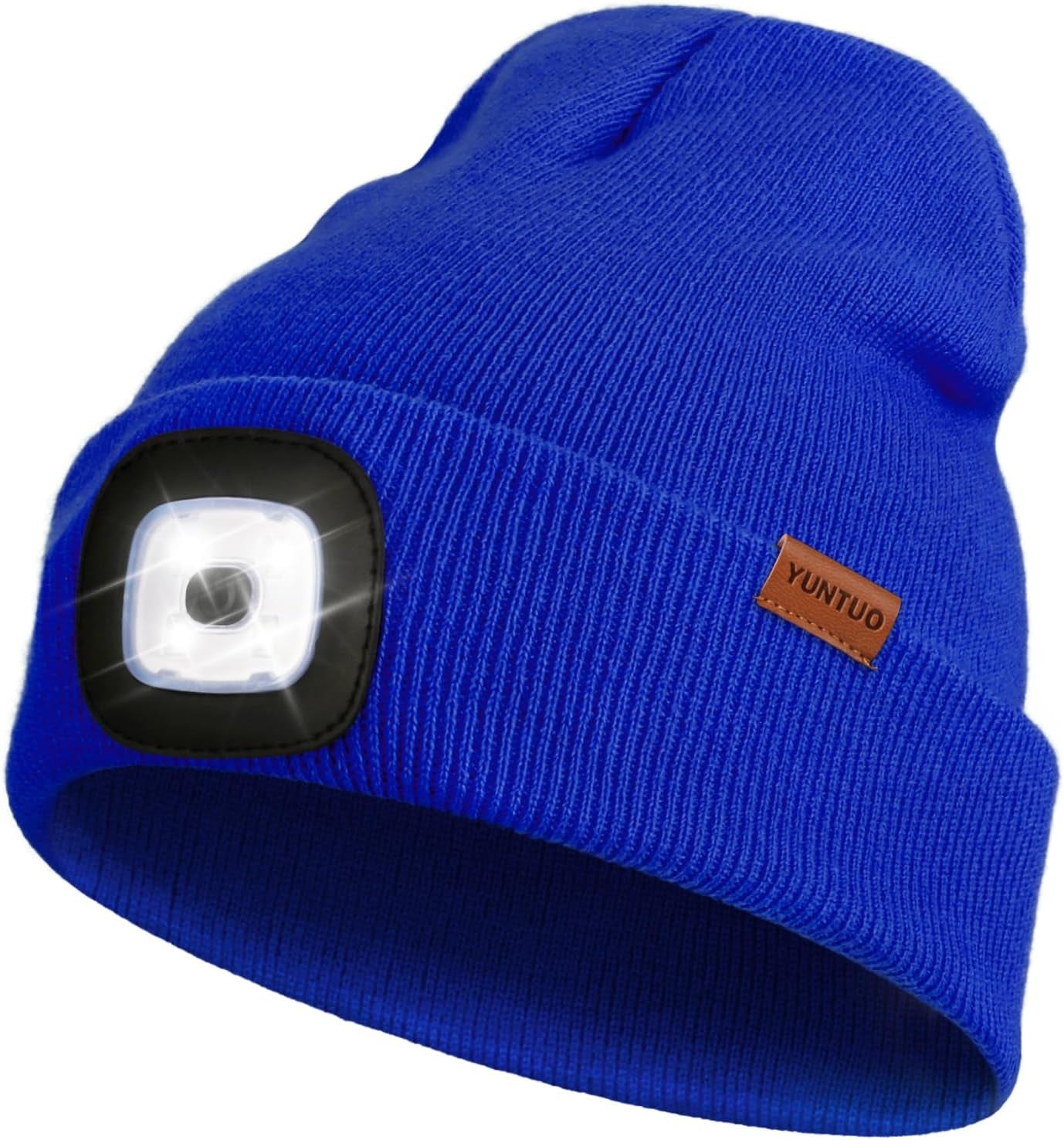 LED Beanie with the Light, Unisex USB Rechargeable Headlamp Winter Knitted Cap Gifts for Men Dad Husband Him