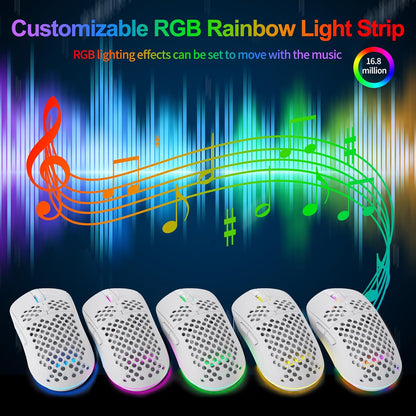 TMKB Falcon M1SE Ultralight Honeycomb Gaming Mouse, High-Precision 12800DPI Optical Sensor, 6 Programmable Buttons, Customizable RGB, Drag-Free Paracord, Ergonomic, Wired - Matte White