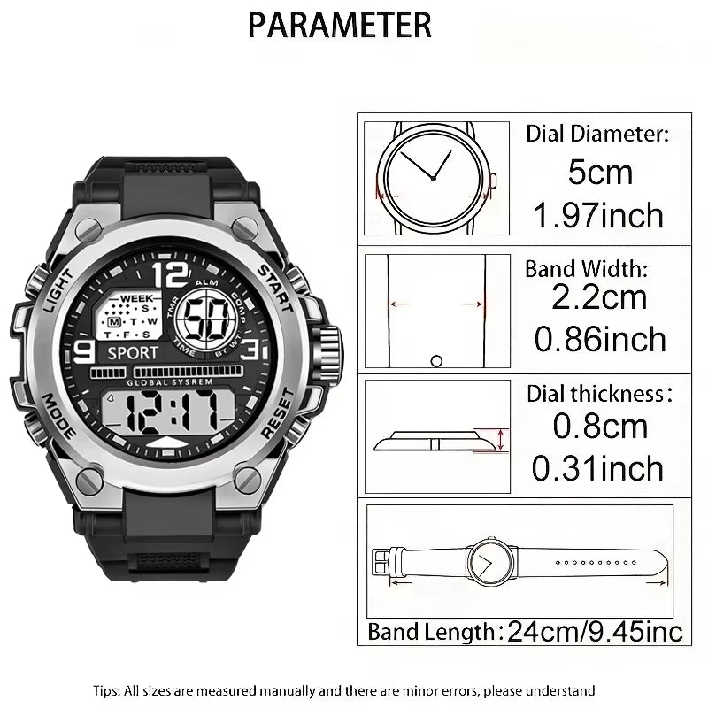 Men and Women'S Electronicsa Watch Outdoor Sports Big Dial Digital LED Alarm Digital-Watch 1237 Sport Watch
