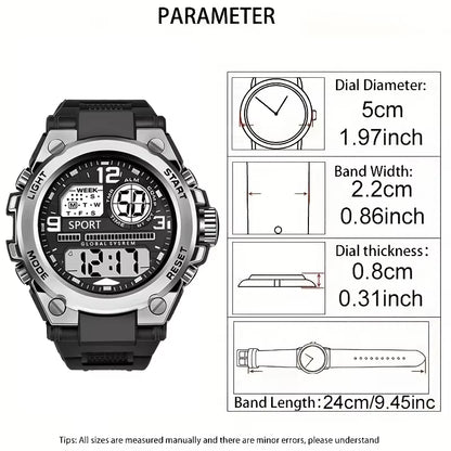 Men and Women'S Electronicsa Watch Outdoor Sports Big Dial Digital LED Alarm Digital-Watch 1237 Sport Watch