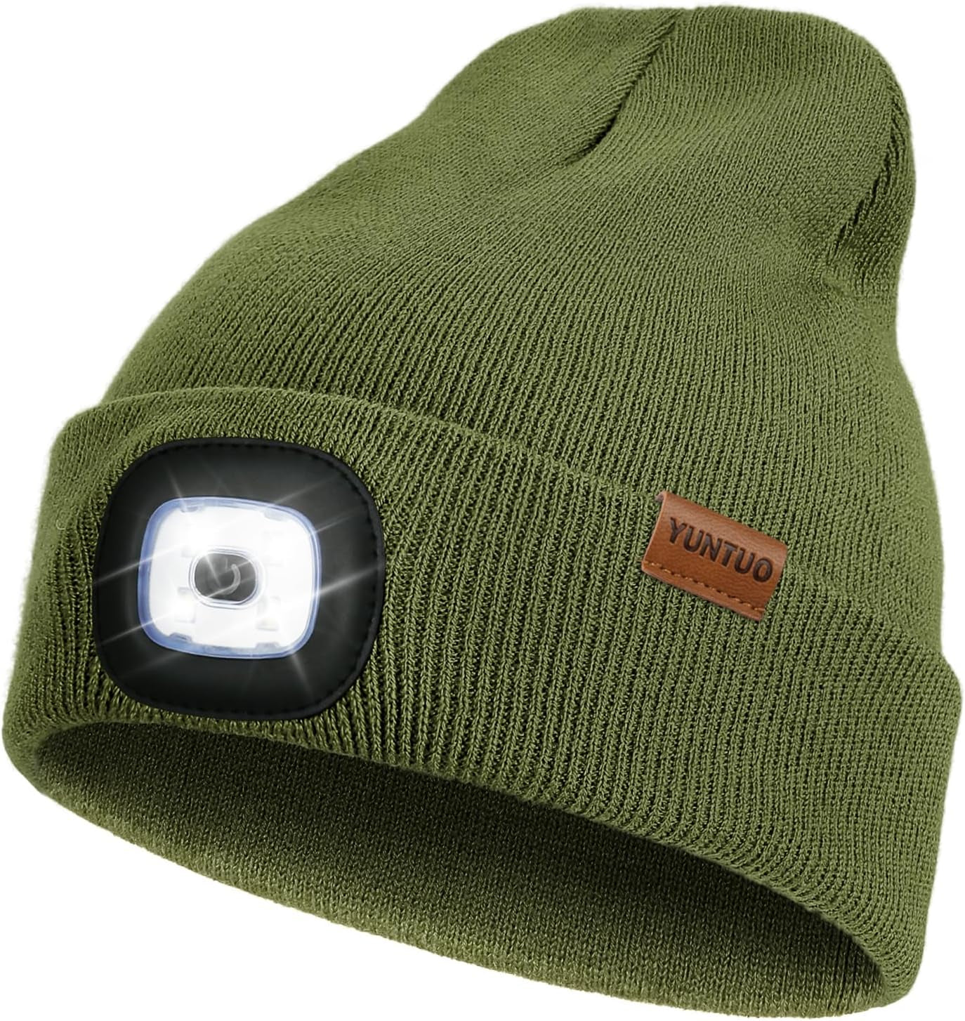 LED Beanie with the Light, Unisex USB Rechargeable Headlamp Winter Knitted Cap Gifts for Men Dad Husband Him
