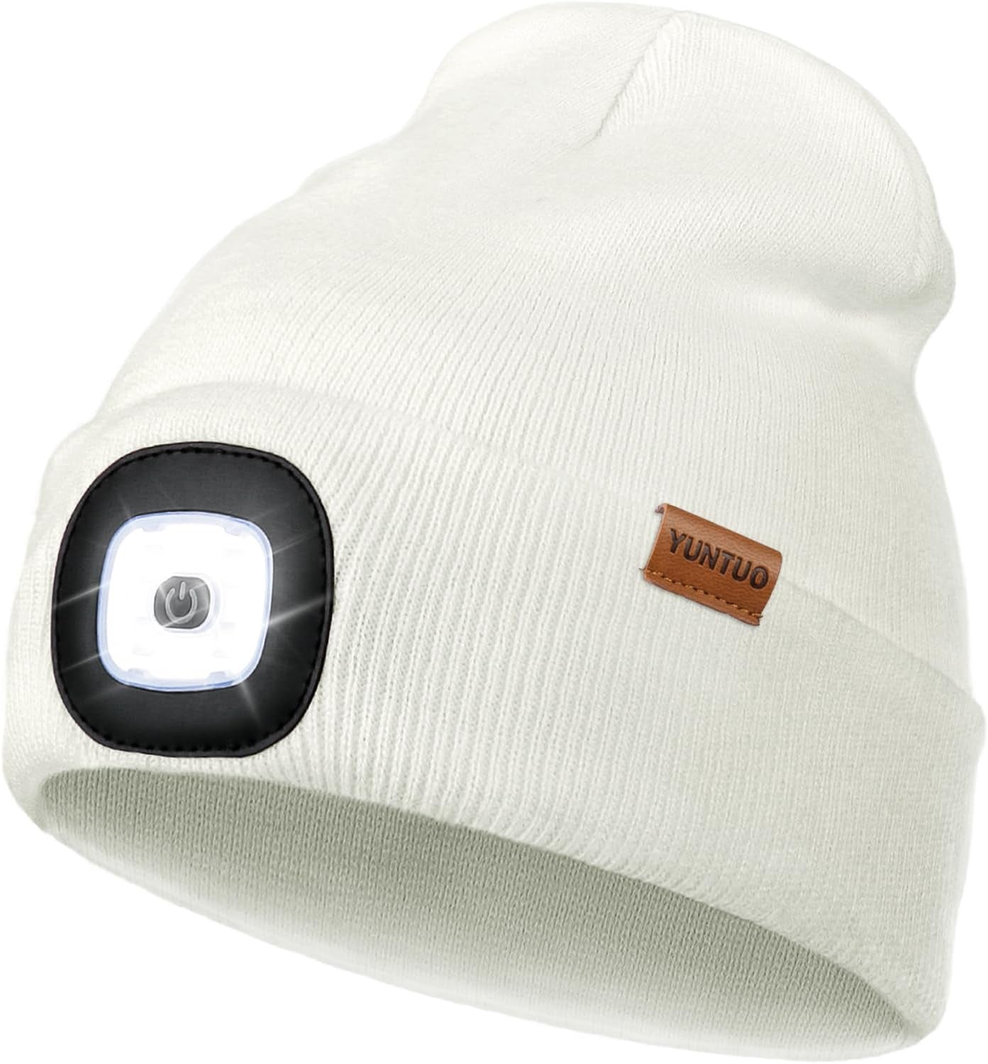 LED Beanie with the Light, Unisex USB Rechargeable Headlamp Winter Knitted Cap Gifts for Men Dad Husband Him