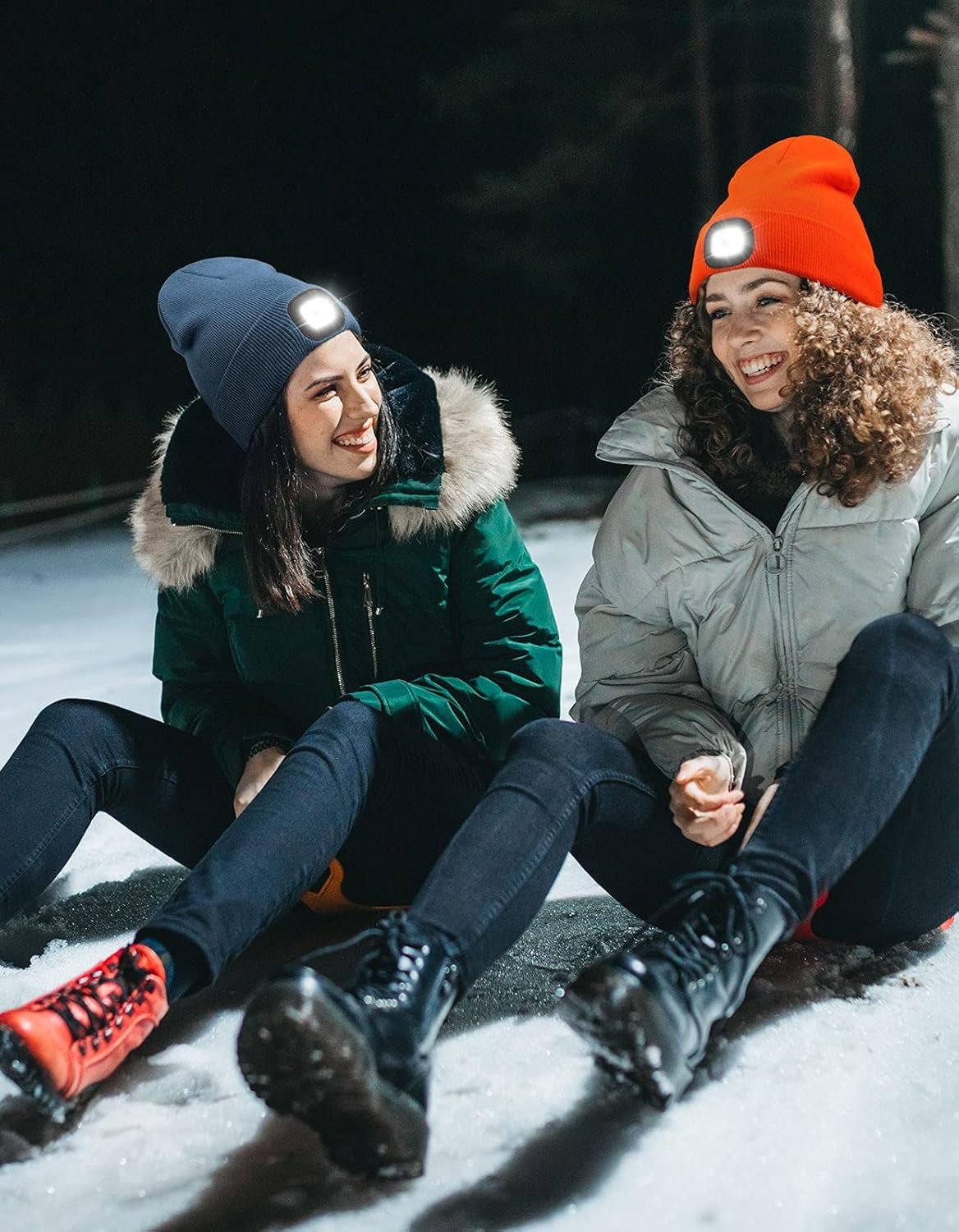 LED Beanie with the Light, Unisex USB Rechargeable Headlamp Winter Knitted Cap Gifts for Men Dad Husband Him